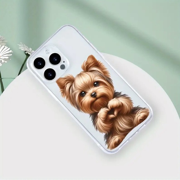 iPhone 15 / 15 Pro Max Phone Case Yorkie Heart Transparent  Shockproof Case - Picture 3 of 5